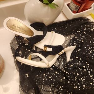 Dolce & Gabbana Black and White Heels with Gold Accents